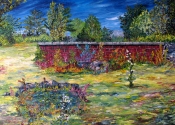 Petit étang du jardin de la Pointe de Saint-Vallier - 20 x 28 po. ((50,8 x 71,12 cm) - Huile Ã  la spatule, 700 $ Anne Bergeron